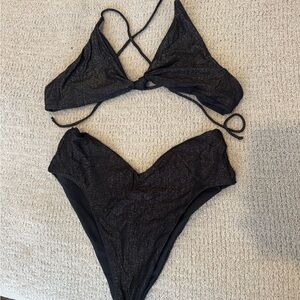 Skatie Black Shimmer Bikini Set